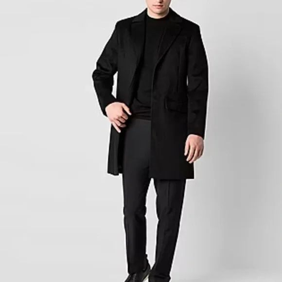 New JF.Ferrar Men's Black Top Coat sz Small